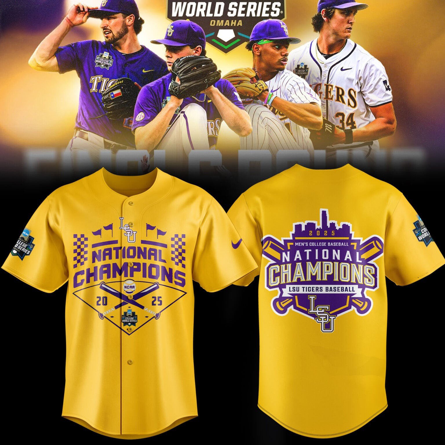 LSU Tigers 2025 NCAA Baseball Men's College World Series Champions Jersey Perfect Gift For Baseball Fans And Buyers