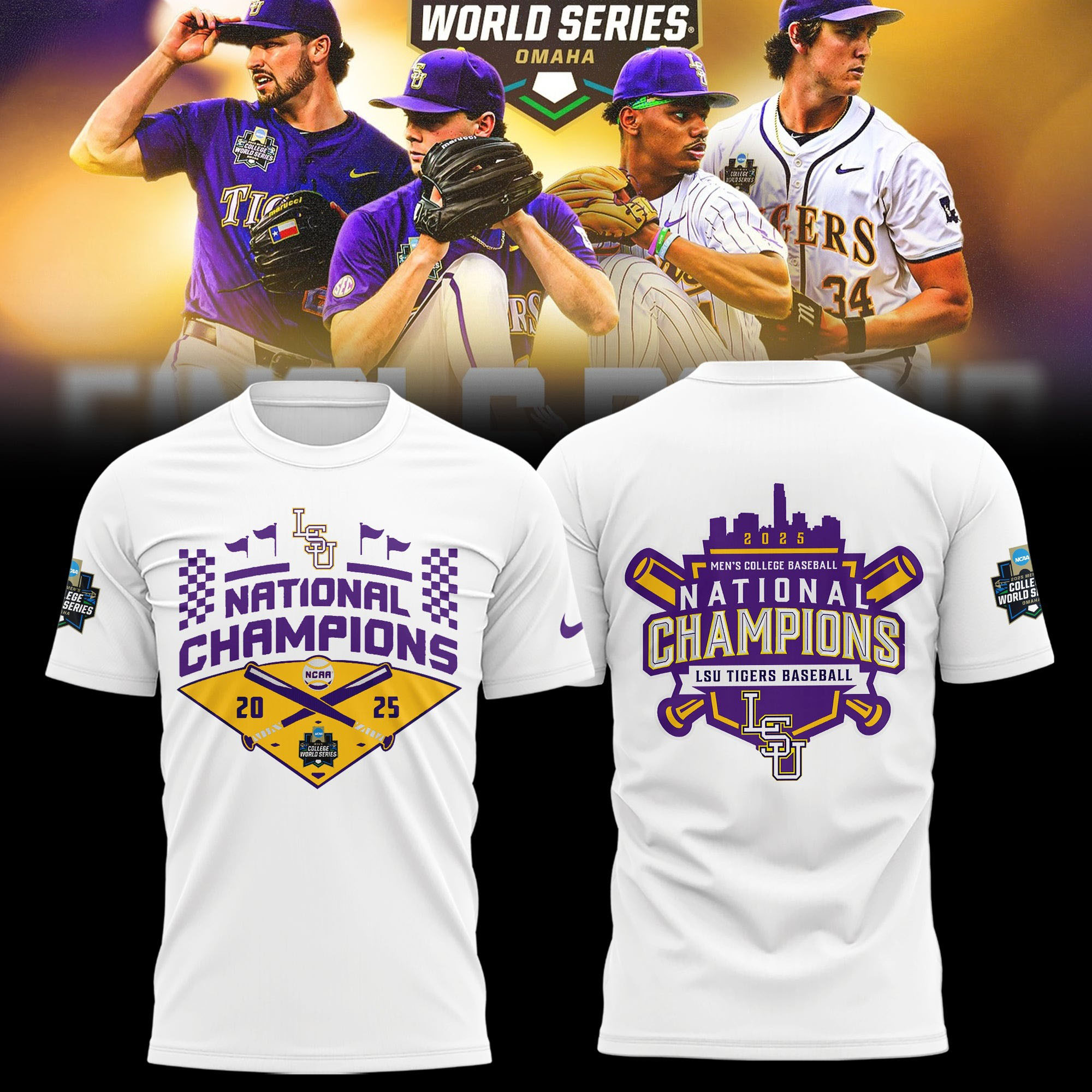 LSU Tigers 2025 NCAA Baseball Men's College World Series Champions T-Shirt Great Gift For Any Sports Buyer