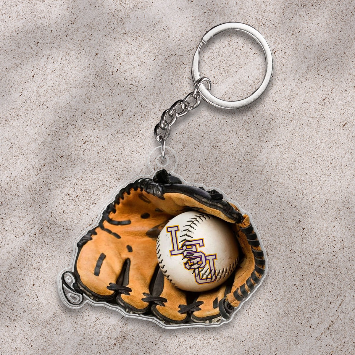 LSU Tigers Baseball Shape 1-sided Keychain Baseball Player Gift Ideas