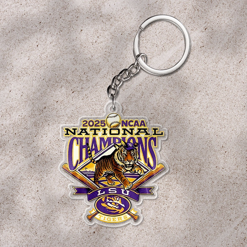 LSU Tigers Baseball Shape 1-sided Keychain Cool Baseball Player Gift Ideas
