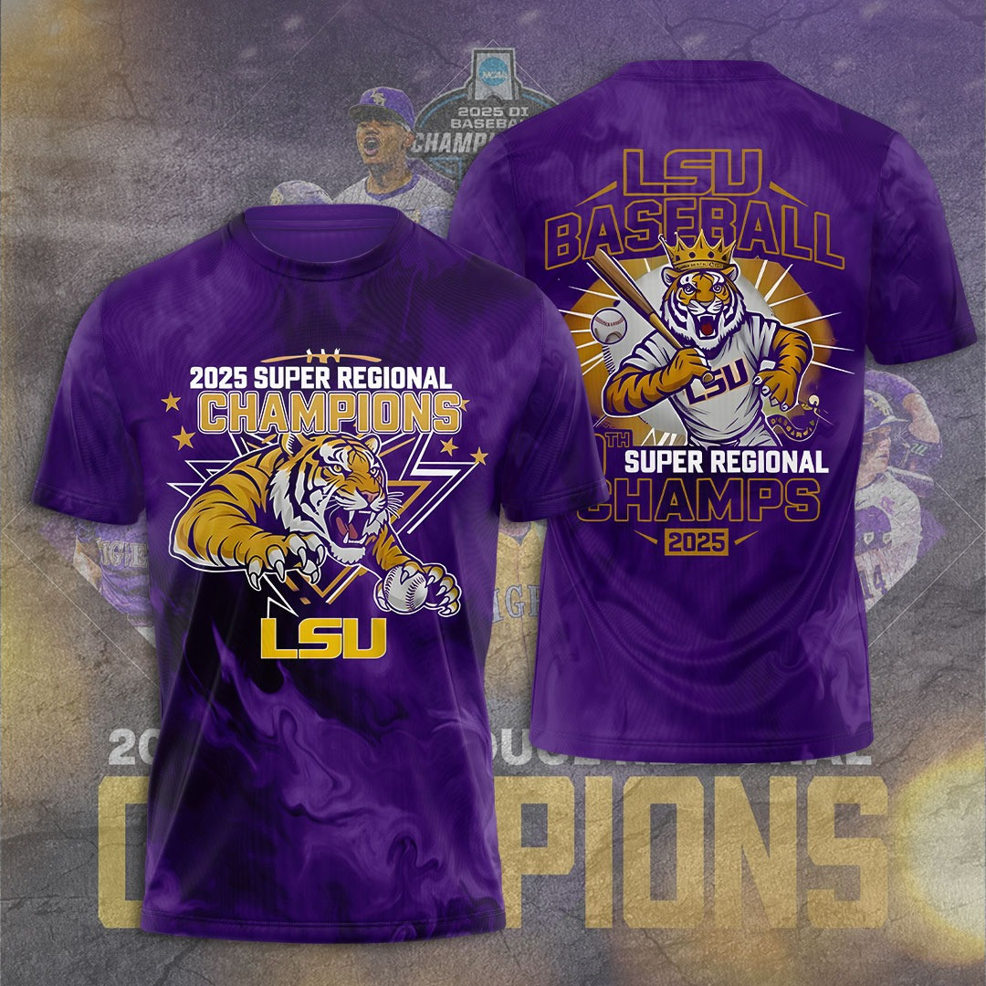 LSU Tigers Baseball Super Regional Champs 2025 T-Shirt Baseball Lover Gift Ideas