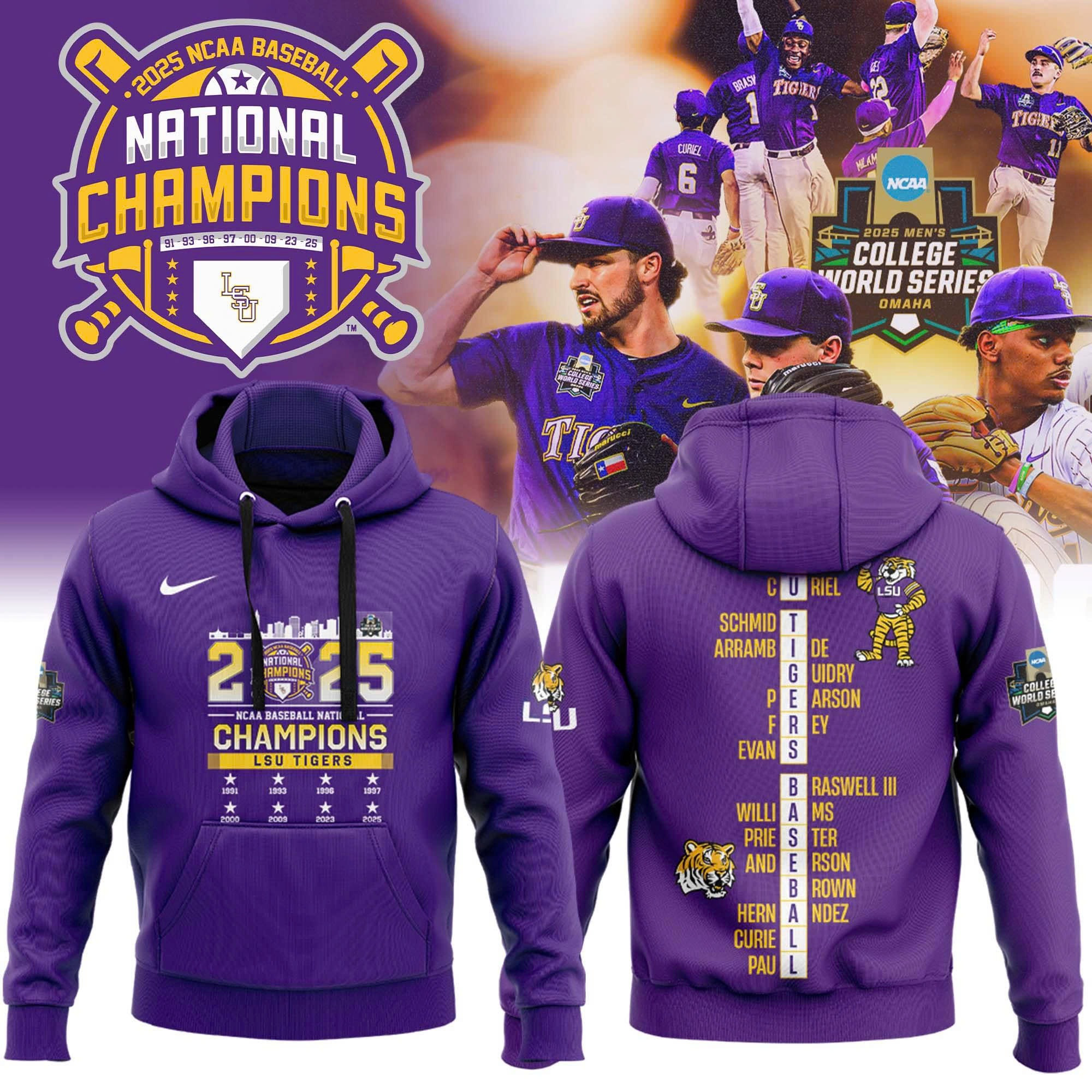LSU Tigers CWS Championship Official 2025 Hoodie Gifts For The Baseball Enthusiast