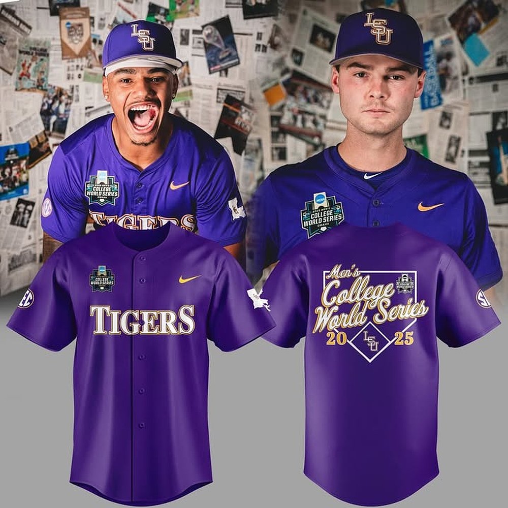 LSU Tigers Men's College World Series Baseball Jersey Best Gift For Baseball Supporters