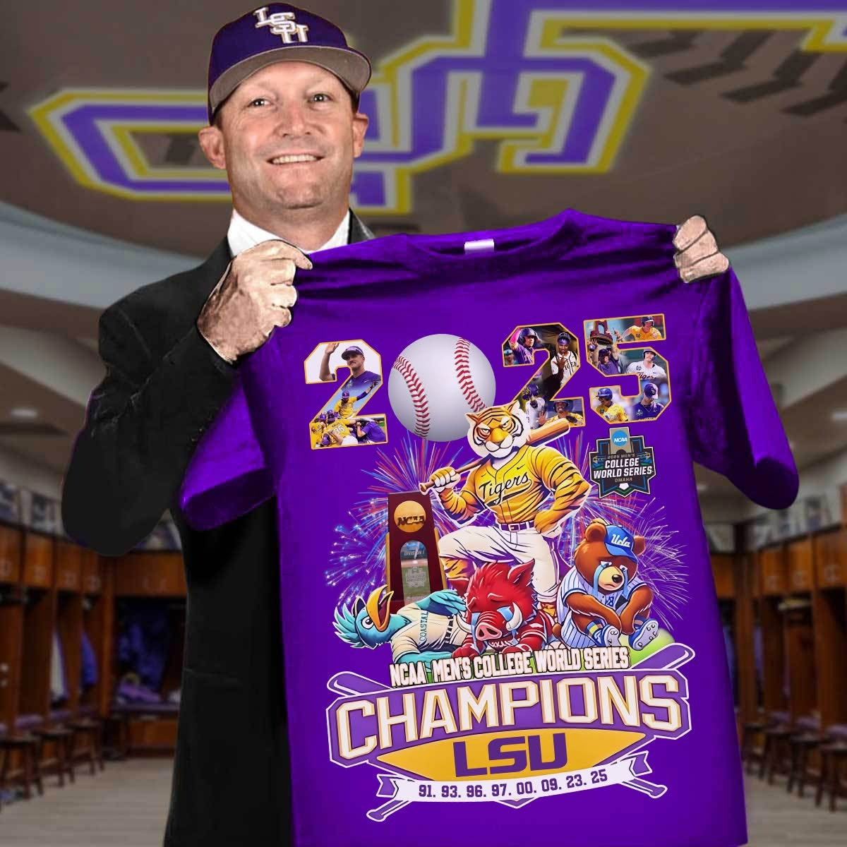 LSU Tigers NCAA Men's College World Series 2025 T-Shirt Merch Best Gifts For Fans