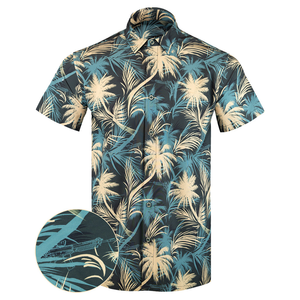 Luau Blue Button Down Shirt Tactical Tropical Print Shirt Cool Christmas Gifts For Guys
