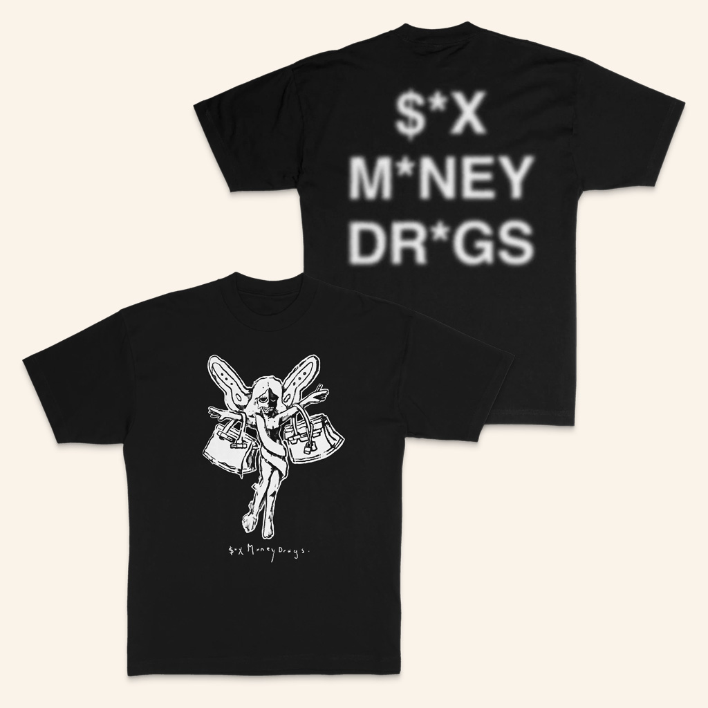 Lucki Merch Birkin Fairy Black T-Shirt Sex Money Drugs Shirt Gifts For Rap Fans