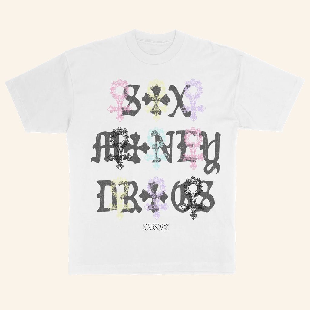 Lucki Merch Repeating White T-Shirt Sex Money Drugs Shirt Gifts For Rap Lovers