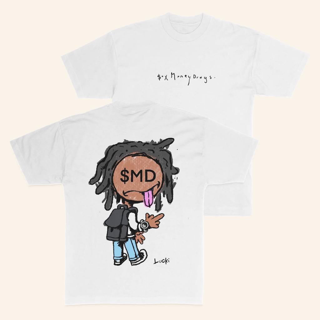 Lucki Merch SMD Lucki White T-Shirt Gifts For Rap Music Lovers