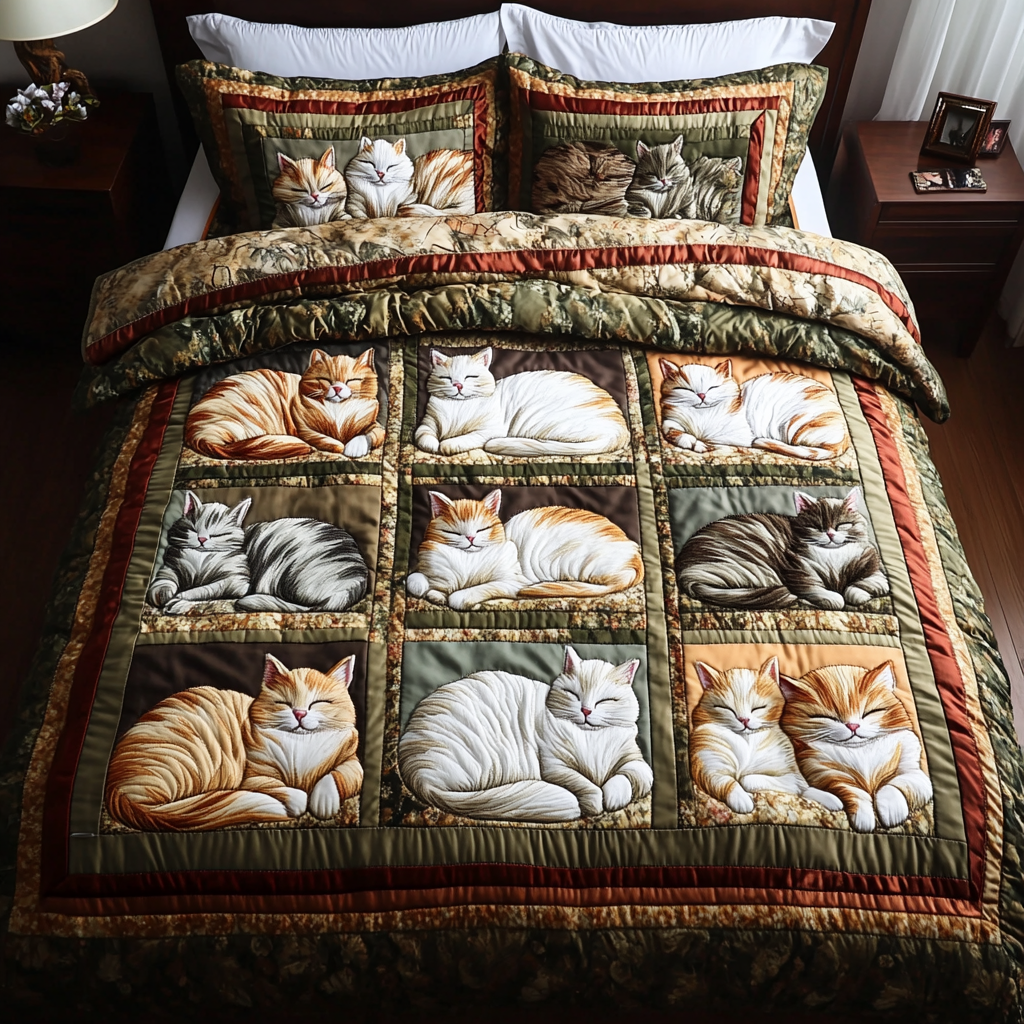 Lucky Cat Quilted Bedding Set Bedroom Decor Ideas Best Cat Gifts For Christmas