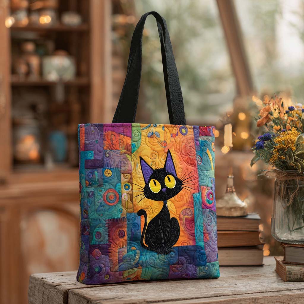 Lucky Cat Tote Quilted Tote Bag Awesome Gifts For Cat Lovers