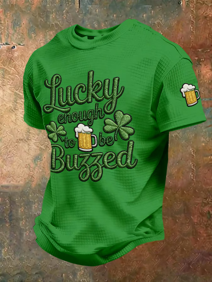 Lucky Clover Day Irish Drinking Day Lucky Enough To Be Buzzed Short-Sleeved T-Shirt Shamrock Gift