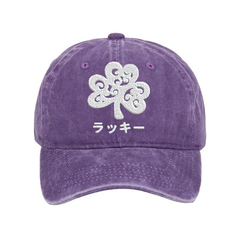 Lucky Clover Washed Hat St Patrick's Day Pattern Holiday Baseball Cap Best Gifts For Friends