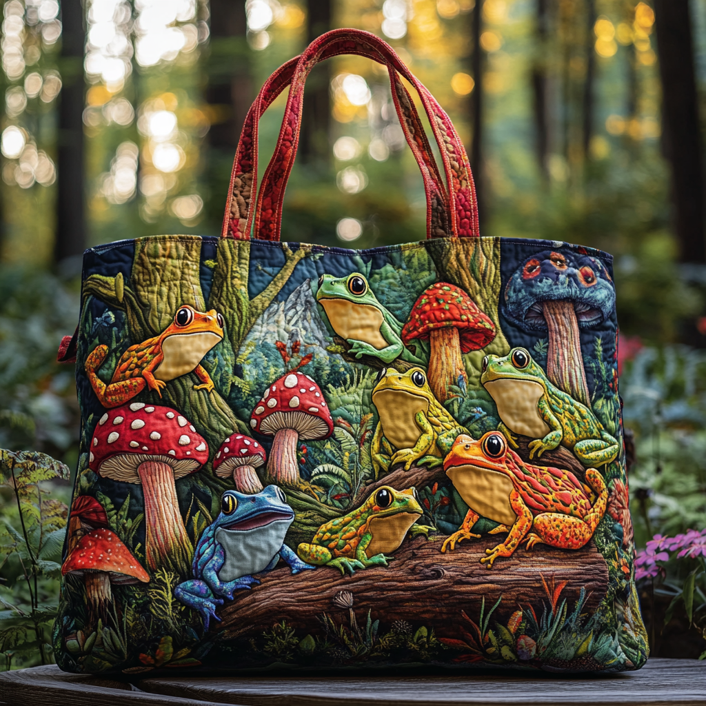 Lucky Frog Quilted Tote Bag Frog Gifts For Her