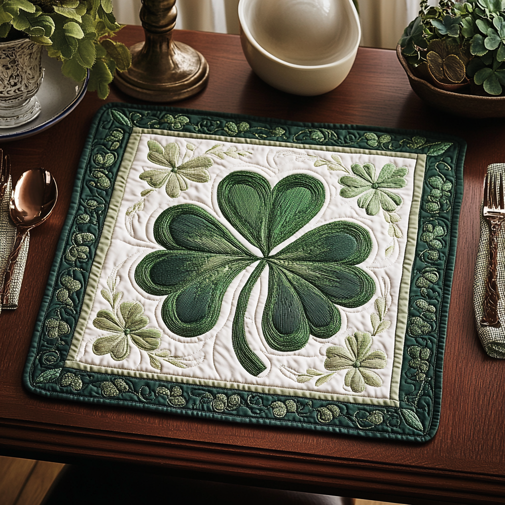 Lucky Greens Quilted Place Mat Home Decor Items St Patrick's Day Present Ideas