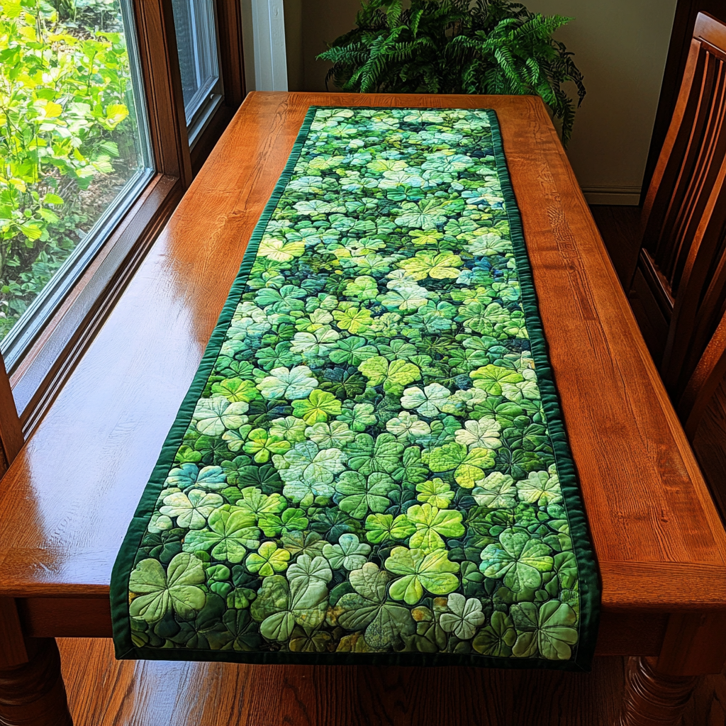 Lucky Greens Quilted Table Runner Fall Table Toppers Gift Ideas For Mom