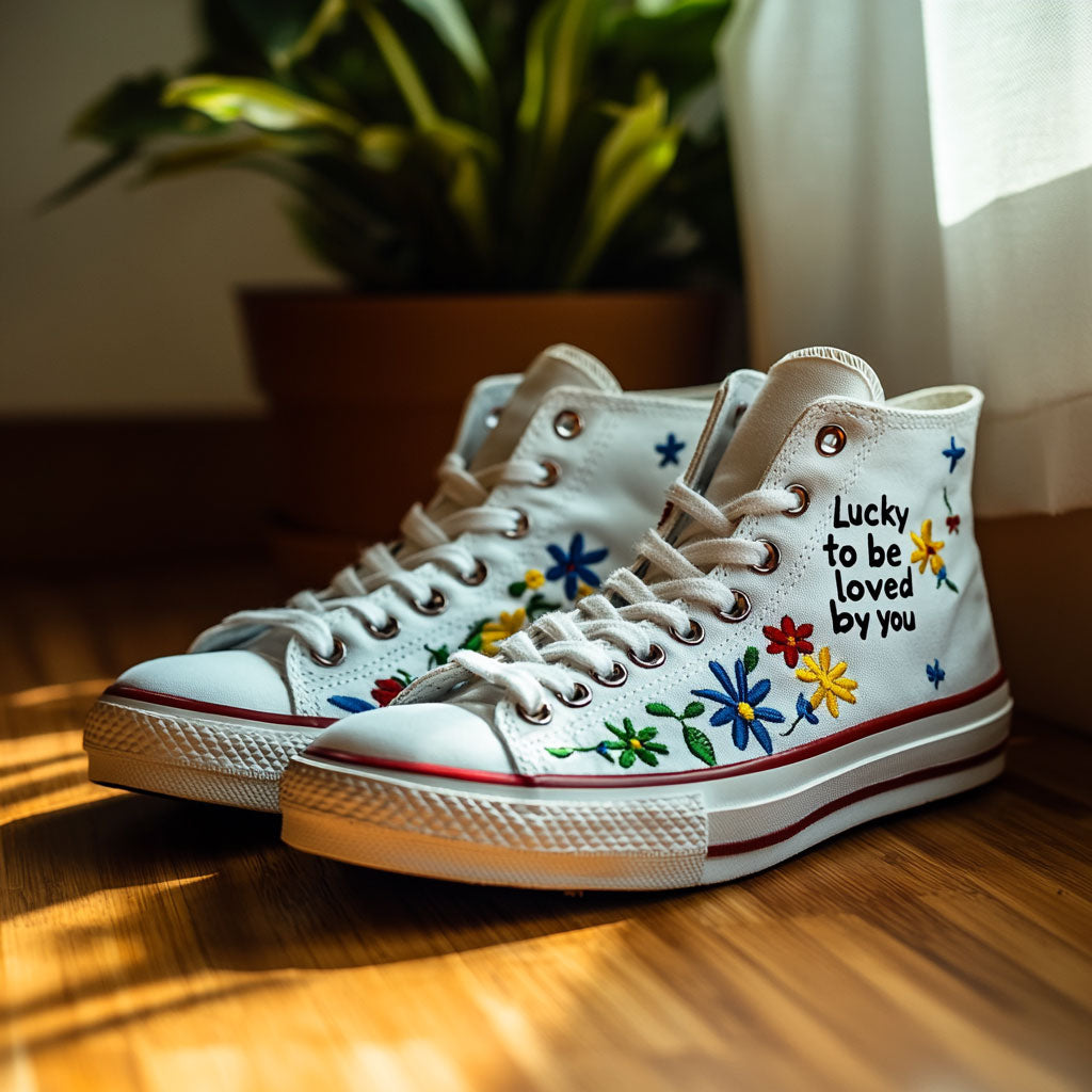 Lucky In Love Canvas High Tops Travel Merch Ready