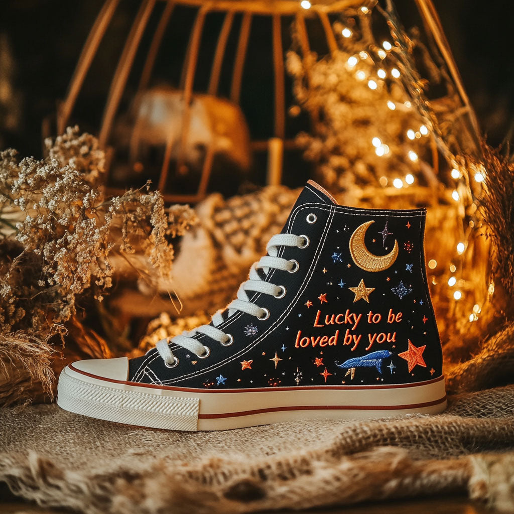 Lucky In The Stars Canvas High Tops Spring Merch Pick