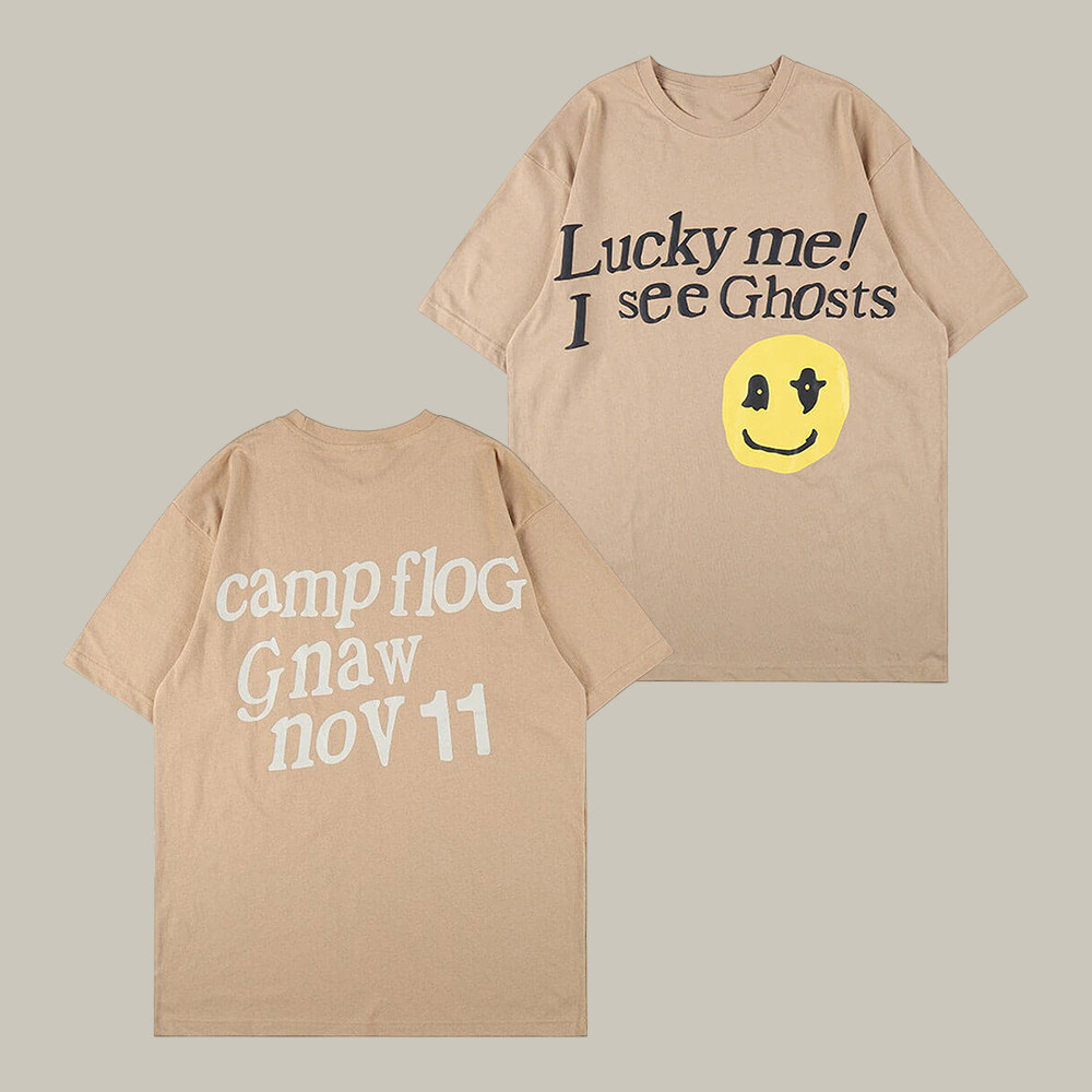 Lucky Me I See Ghosts Smiley Letter Kanye West T-Shirt Kanye West Shirt Gift For Huge Fans