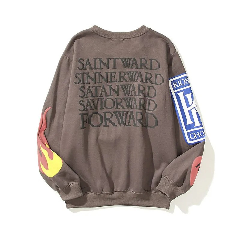 Lucky Me I See Ghosts Sweatshirt Kanye West Merch Brown I See Ghosts Crewneck Sweatshirt