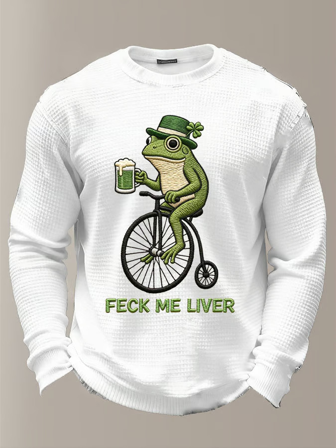 Lucky Shamrock Day Funny Frog Riding Bicycle Feck Me Liver Happy Saint Patrick'S Day Gifts
