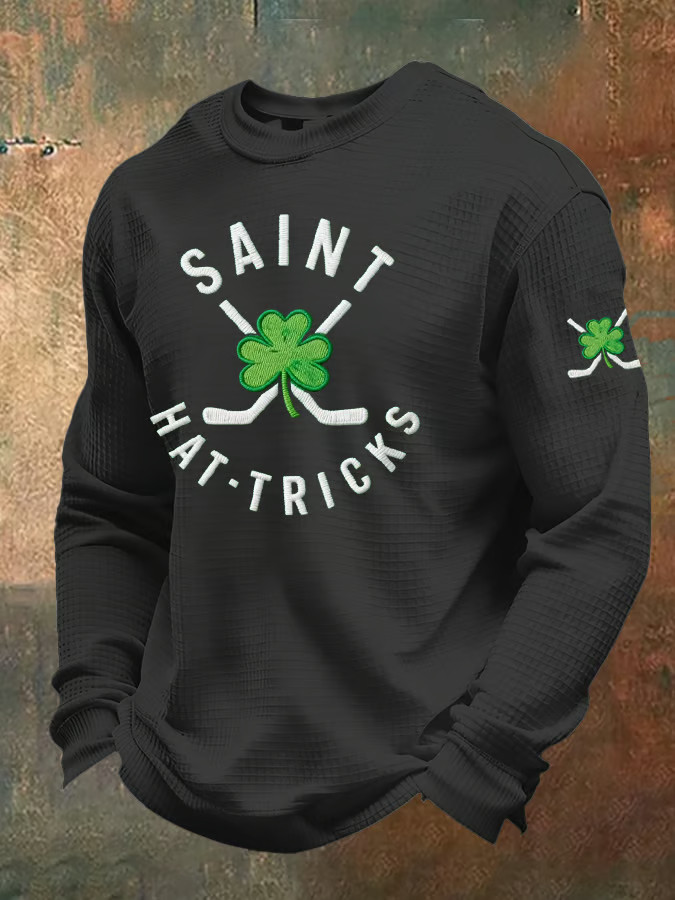 Lucky Shamrock Day Hat Tricks Hockey Shamrock Long Sleeve T-Shirt Green Holiday Gift Ideas