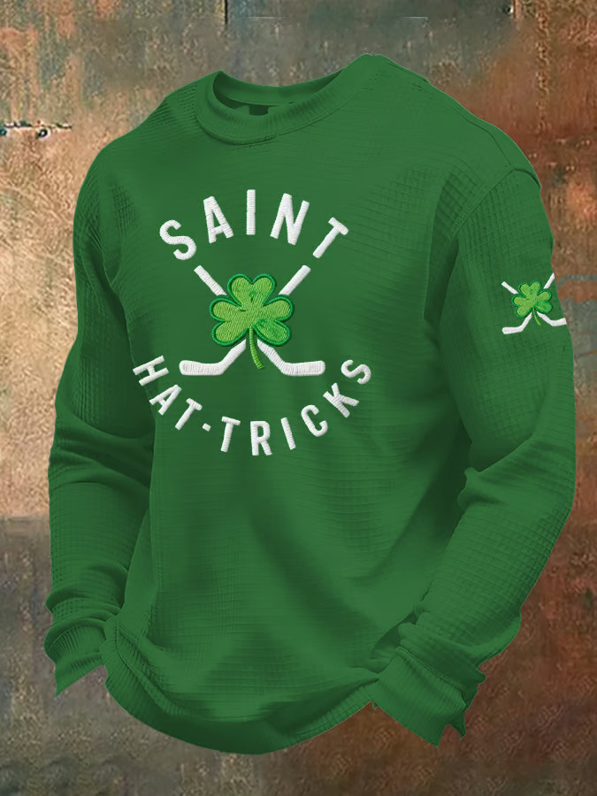Lucky Shamrock Day Hat Tricks Hockey Shamrock Long Sleeve T-Shirt Green Holiday Gift Ideas