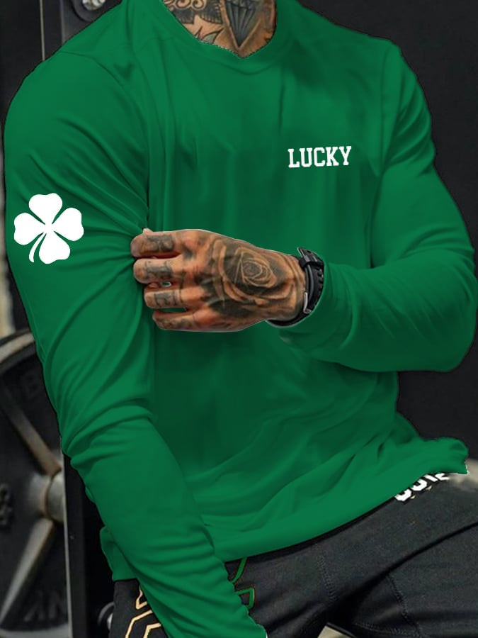 Lucky Shamrock Long Sleeve Shirt St Patrick's Day Apparel Gift Ideas For Father
