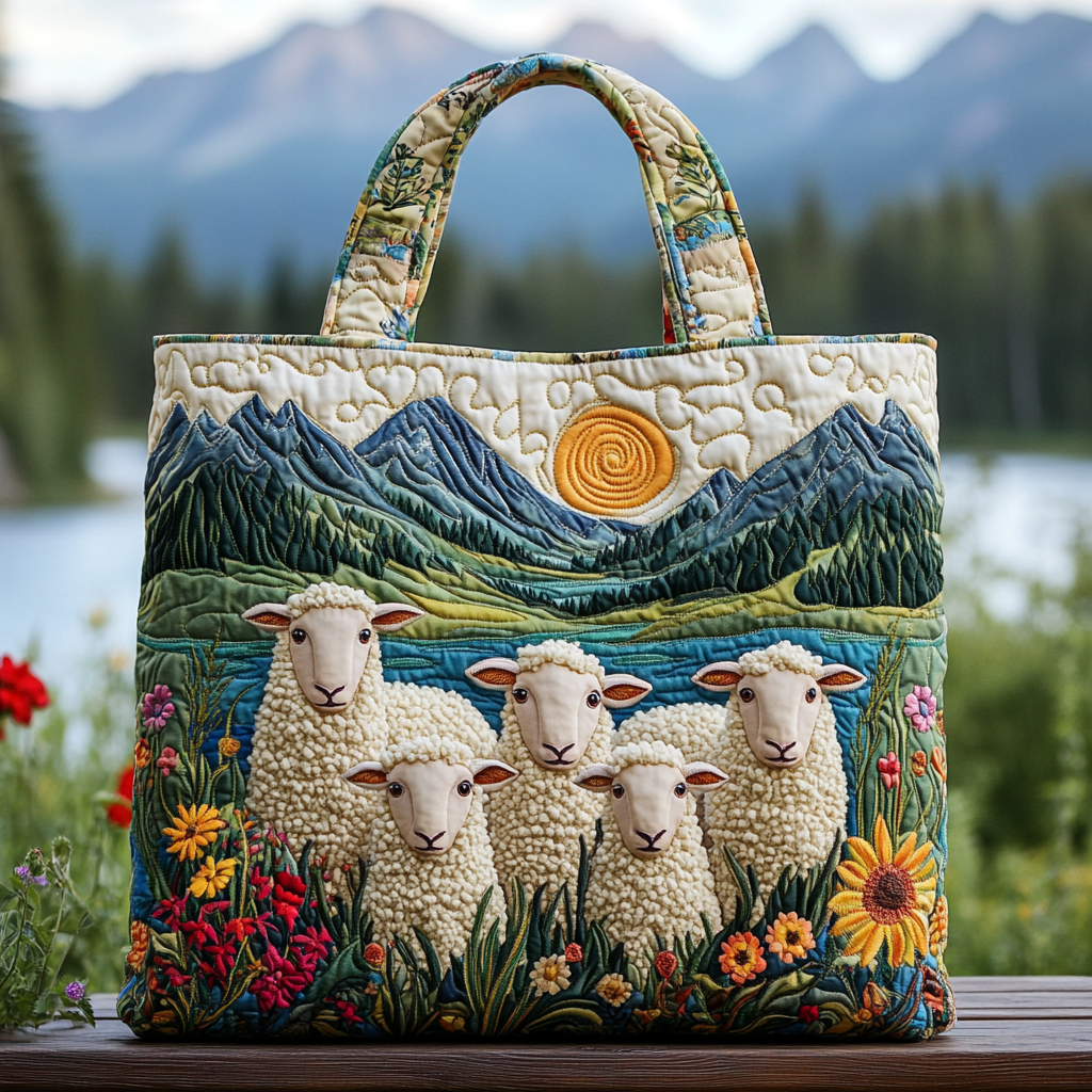 Lucky Sheep Quilted Tote Bag Sheep Inspired Gifts