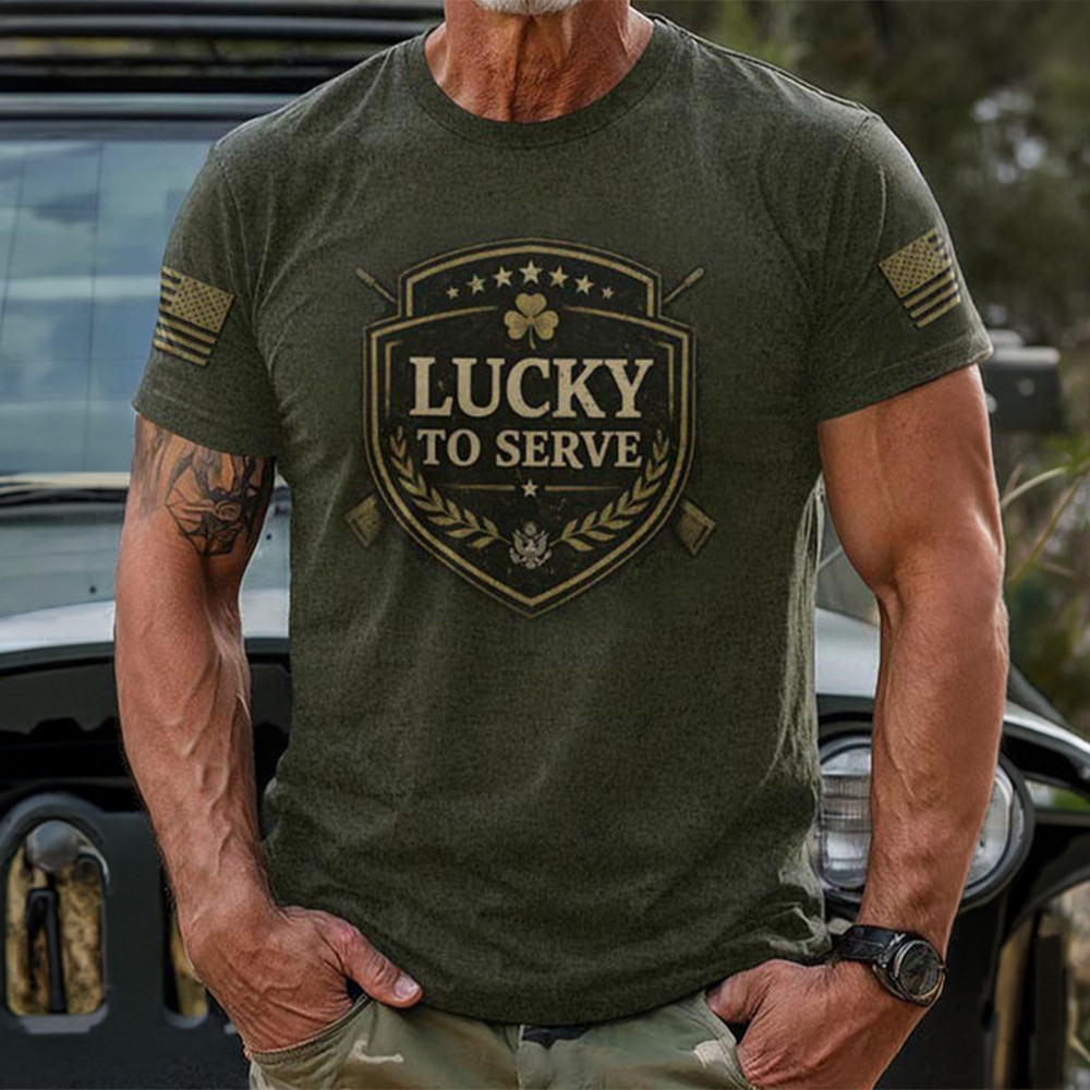 Lucky To Serve Saint Patricks Day T-Shirt St Patrick's Day Clothes Cool Gift For Husband