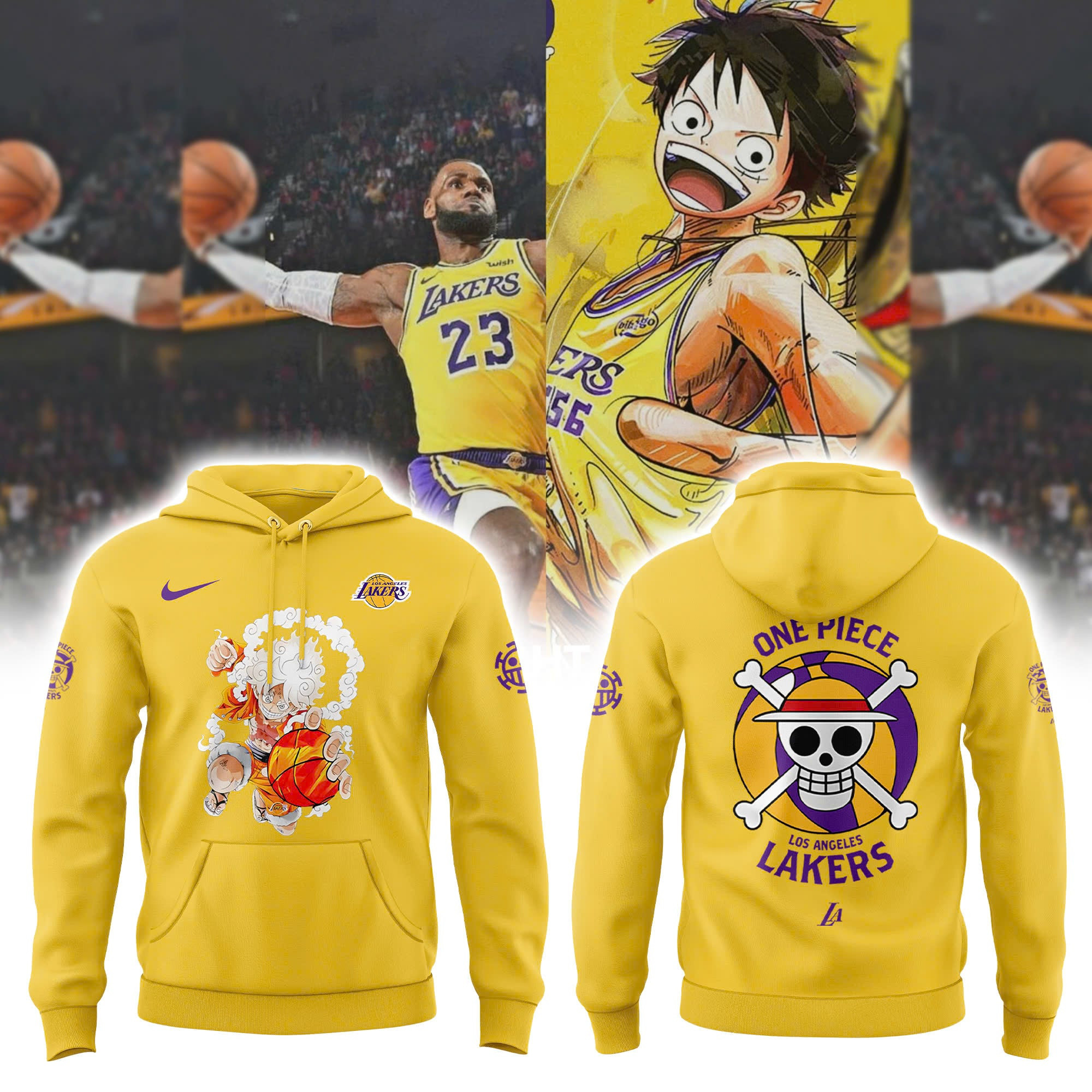 Luffy Gear 5 One Piece X Los Angeles Lakers Hoodie Gift Ideas For Basketball Lovers