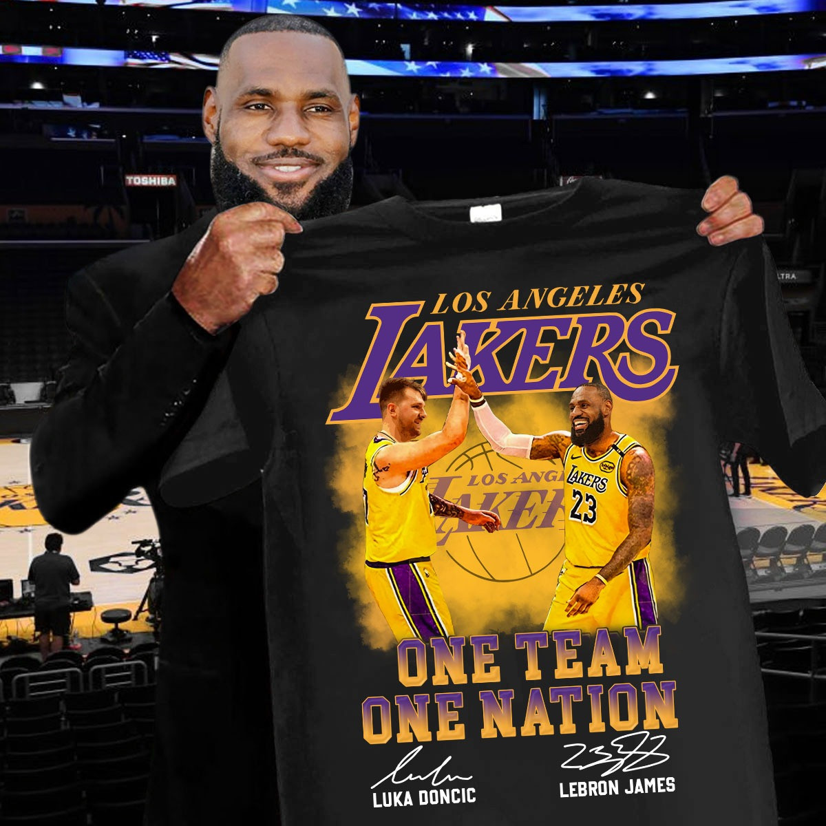 Luka Doncic Lebron James Lakers T-Shirt One Team One Nation Best Gifts For Lakers Fans