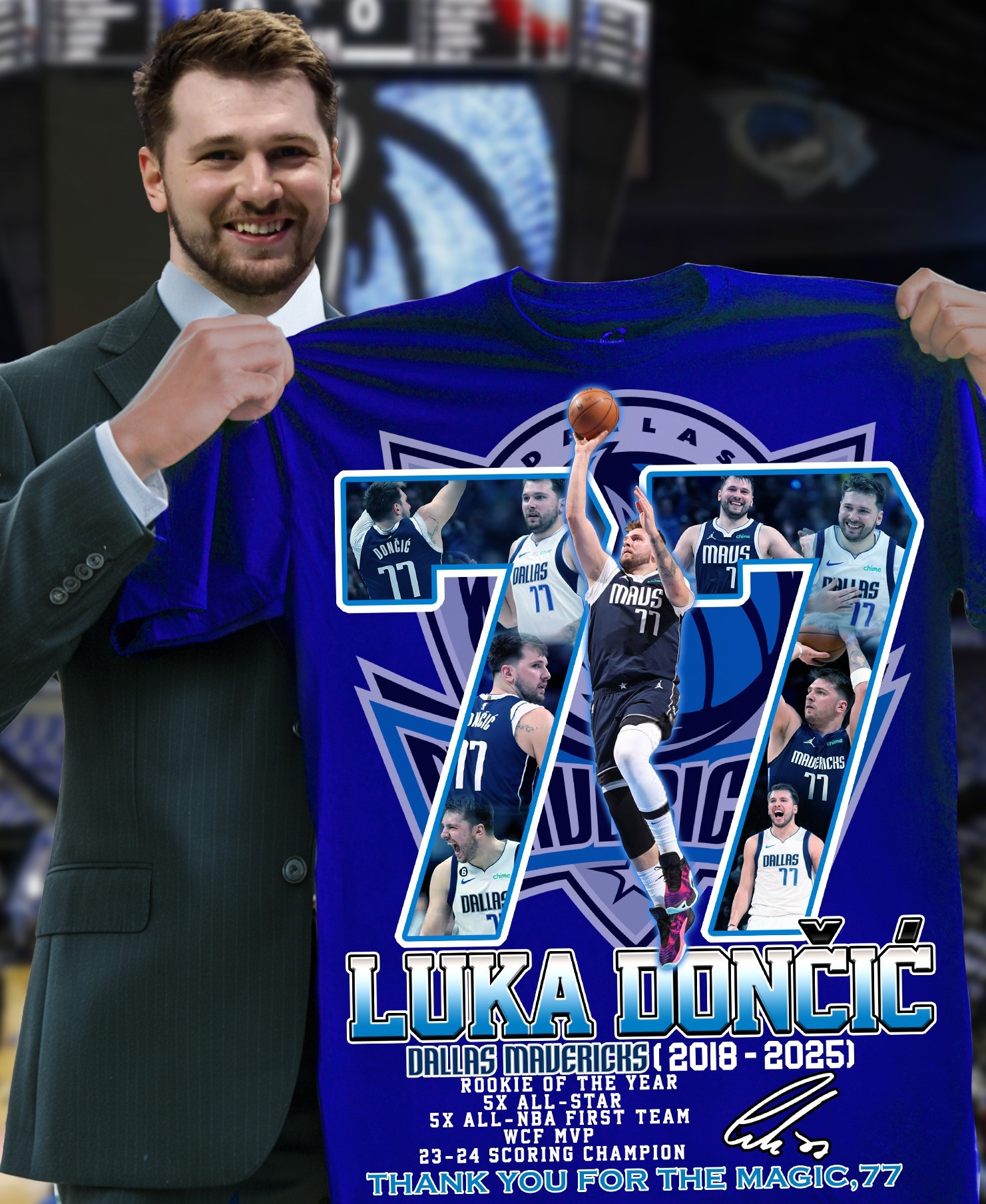 Luka Doncic Thank You For The Magic 77 T-Shirt Los Angeles Lakers Fan Gift Ideas