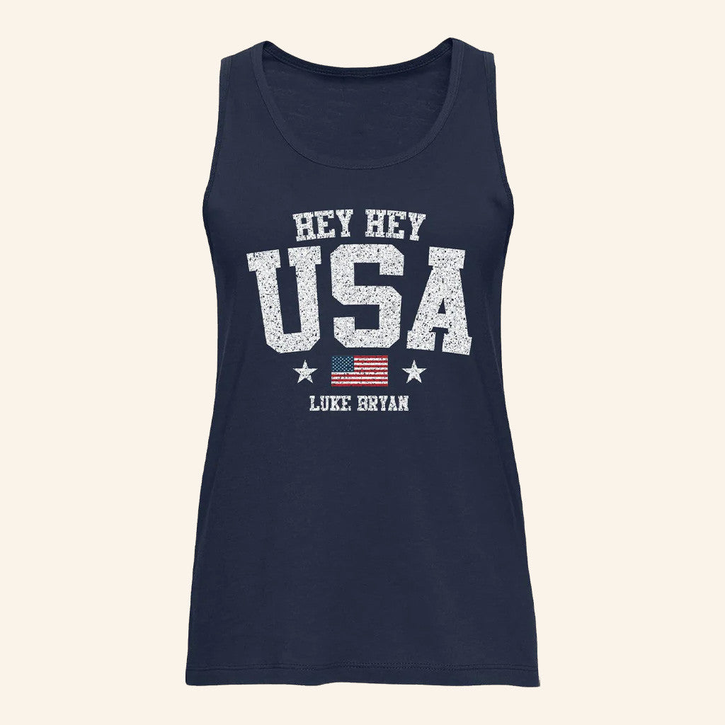 Luke Bryan Merch Tour 2025 Hey Hey USA Tank Gifts For Women's Luke Bryan Merch Tour 2025 Hey Hey USA Tank Gifts For Women's