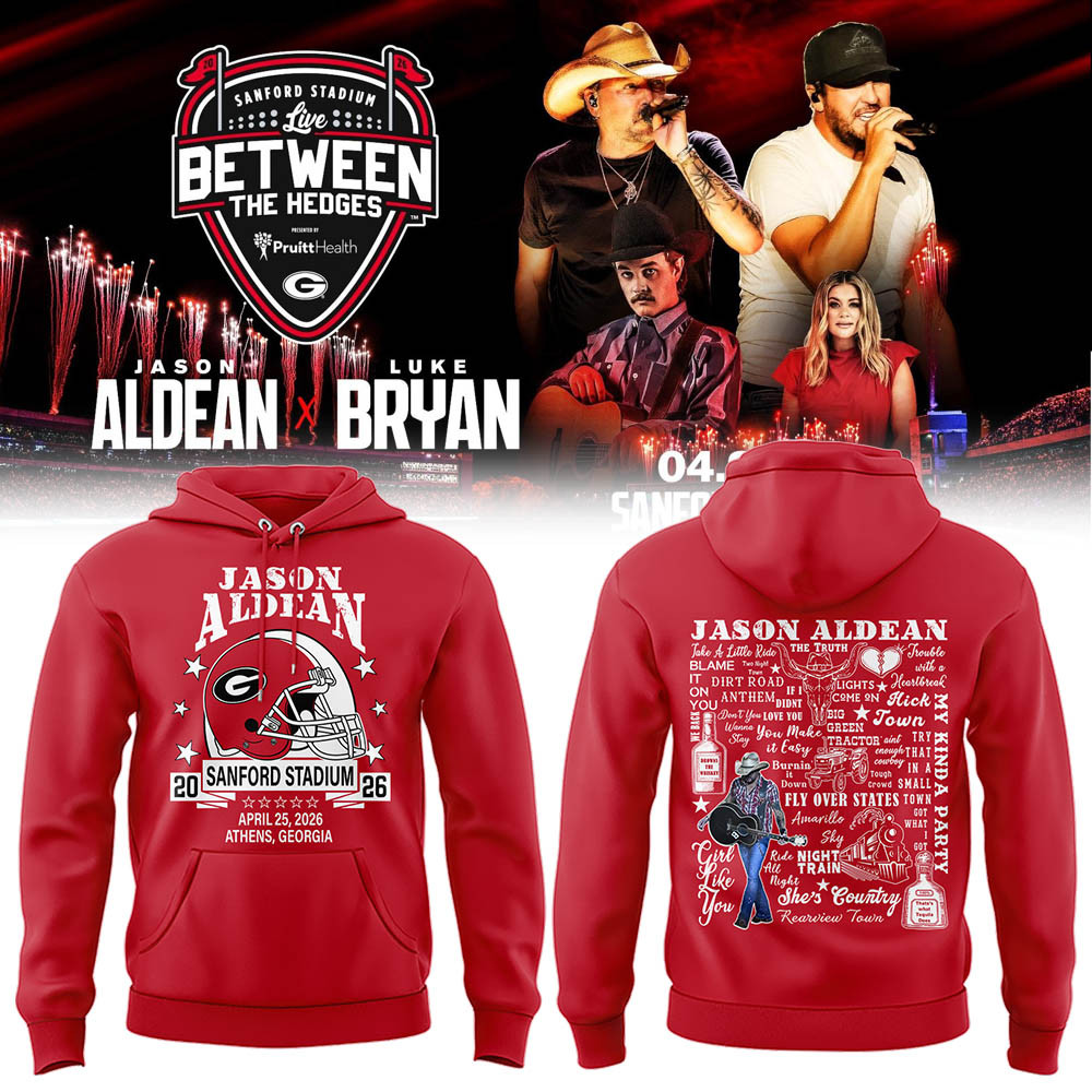 Luke Bryan x Jason Aldean Between The Hedges Hoodie Football Apparel Music Buffs Gift For Him