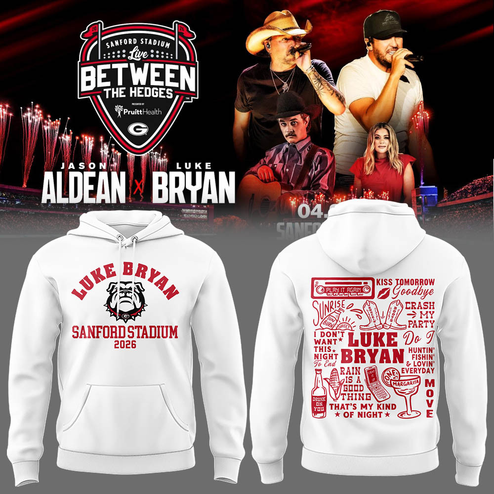 Luke Bryan x Jason Aldean Between The Hedges Hoodie Football Apparel Music Fans Gift