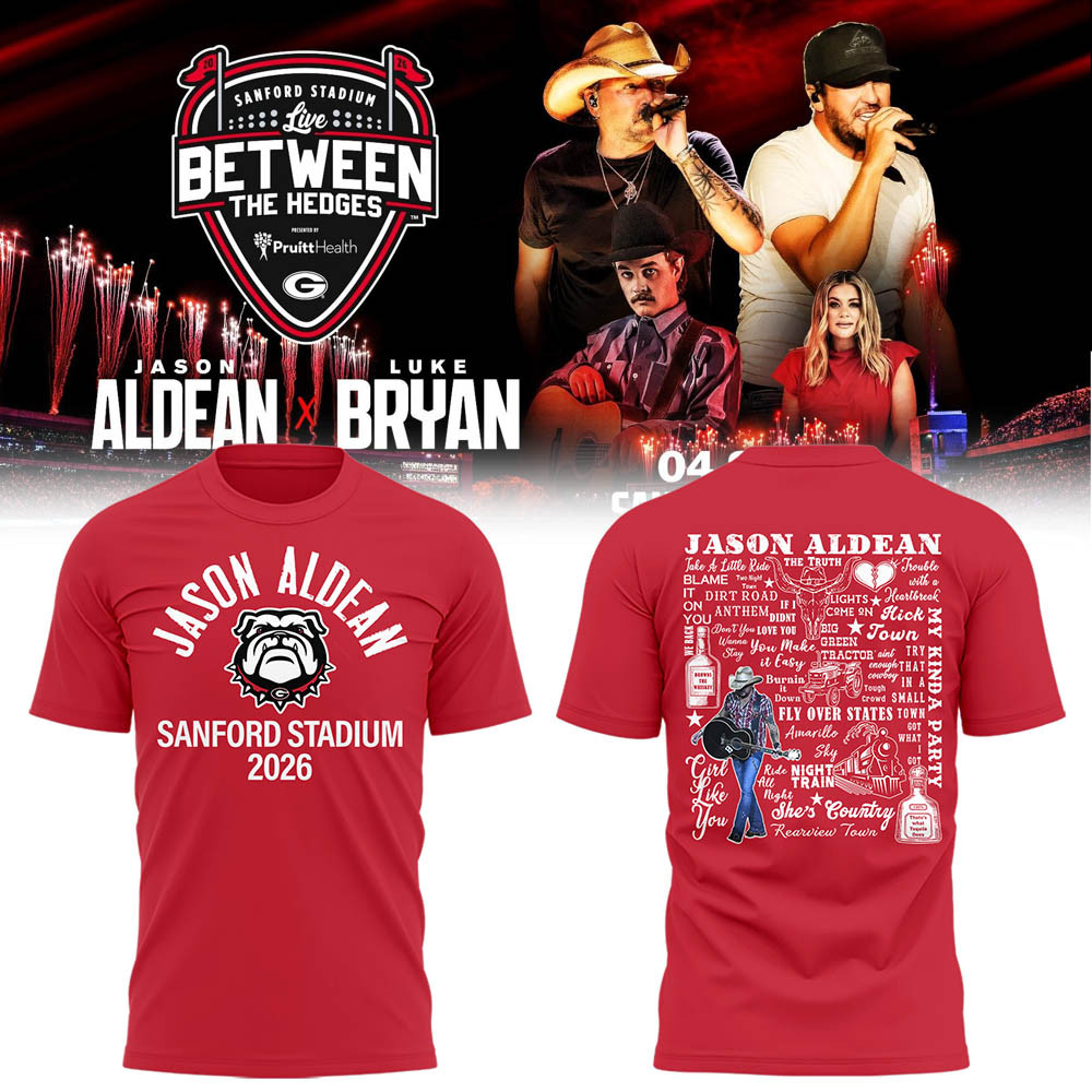 Luke Bryan x Jason Aldean Between The Hedges T-Shirt Georgia Bulldogs Merch Music Gift For Fans