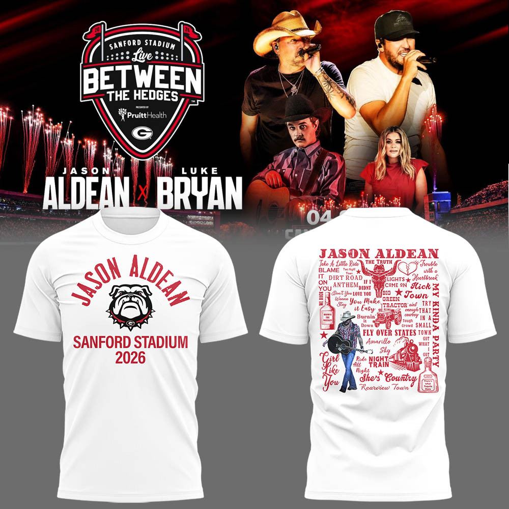 Luke Bryan x Jason Aldean Between The Hedges T-Shirt Music Concet Merch Gift For Footballers
