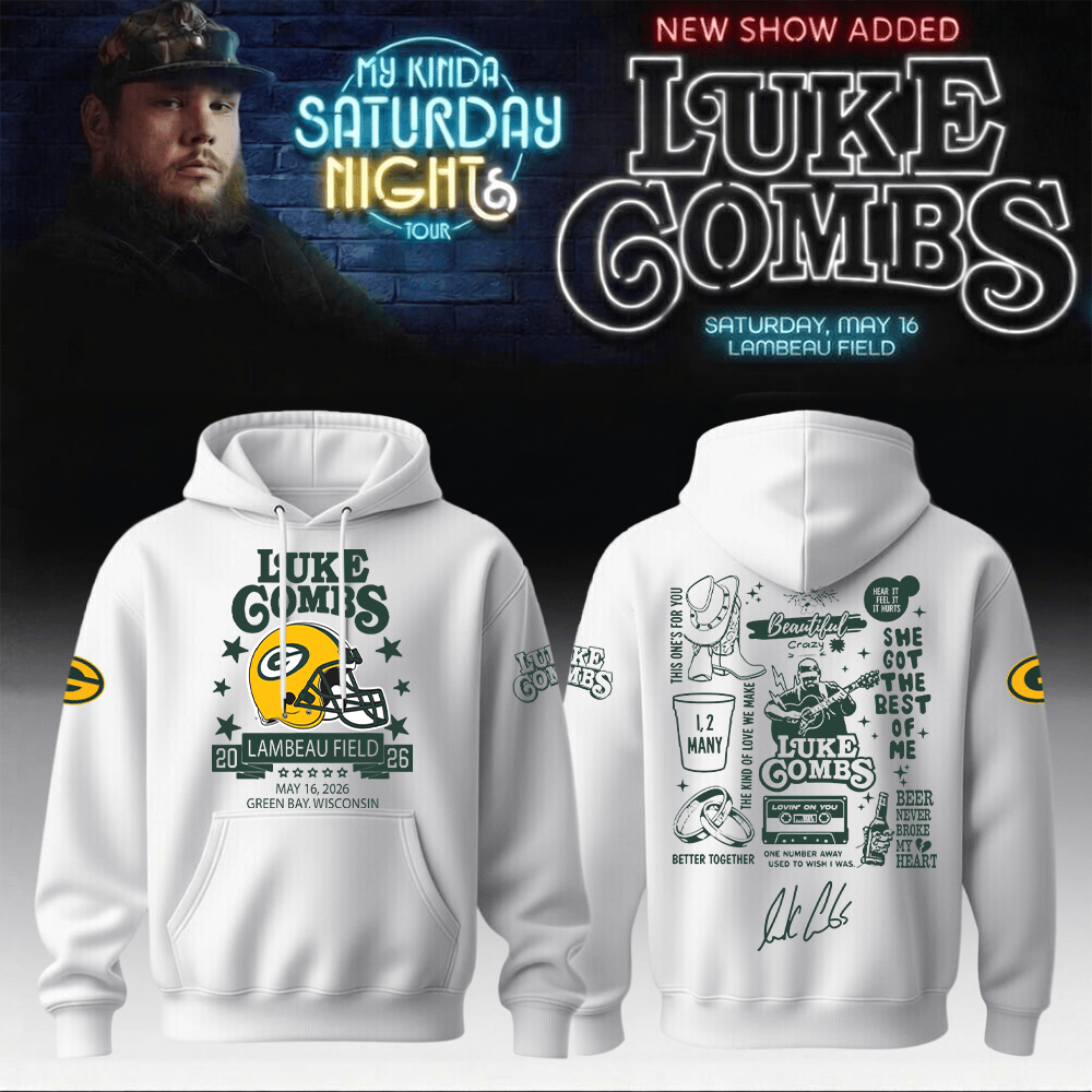 Luke Combs Merch 2026 x Packers Hoodie My Kinda Saturday Night Tour 2026 Clothes