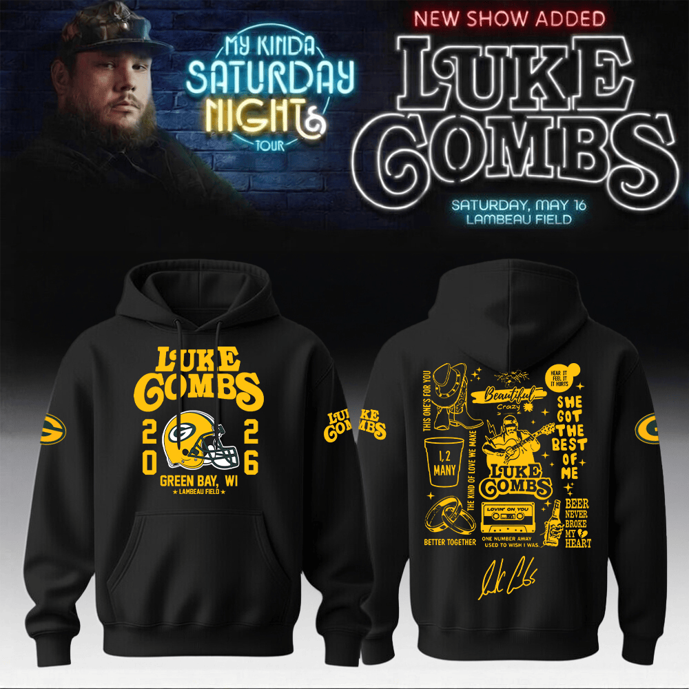 Luke Combs Merch 2026 x Packers Hoodie My Kinda Saturday Night Tour 2026 Gear
