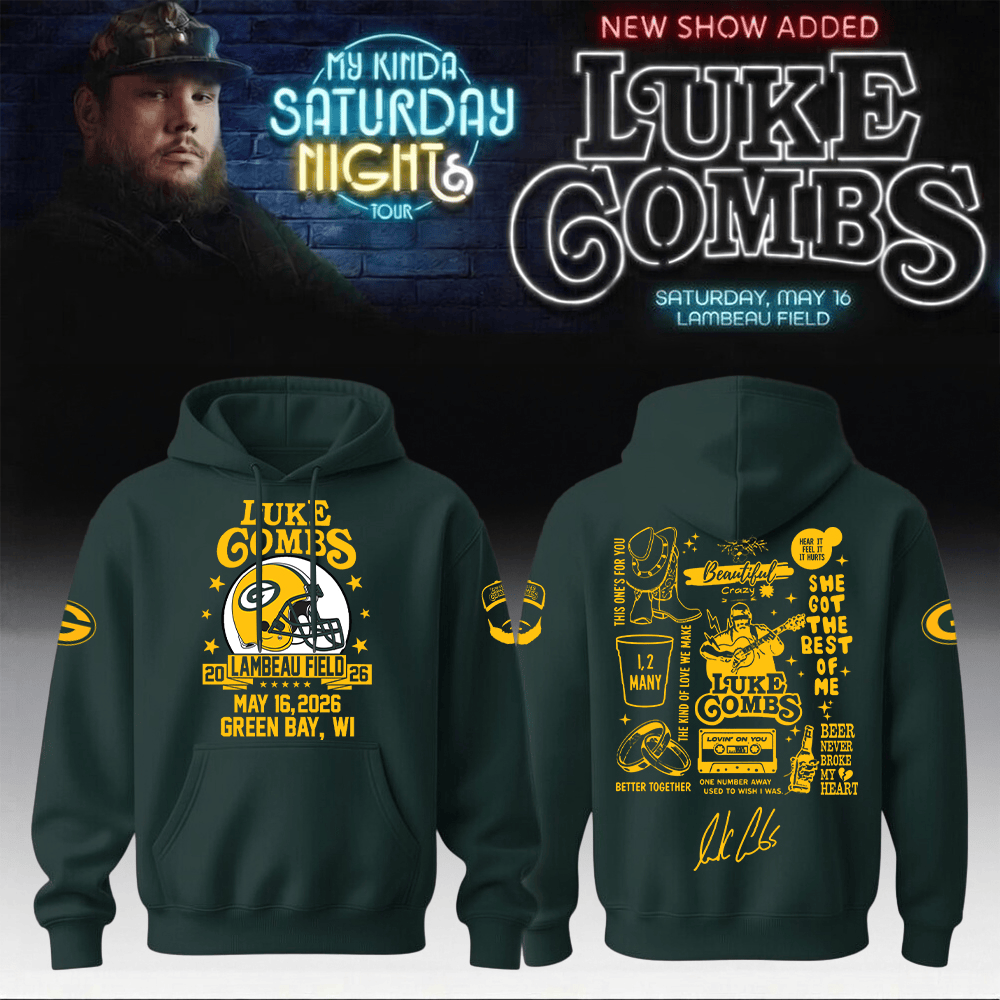 Luke Combs Merch 2026 x Packers Hoodie My Kinda Saturday Night Tour 2026 Hooded Sweatshirt