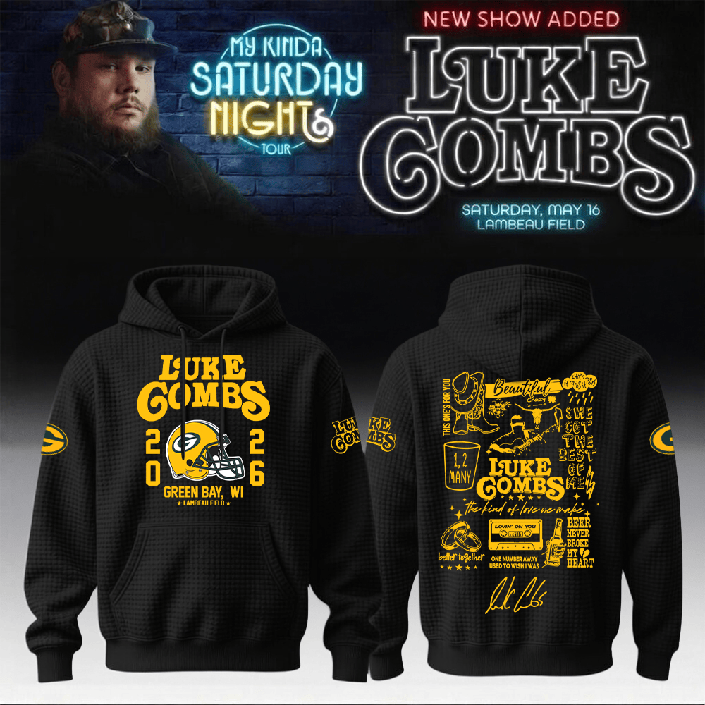 Luke Combs Merch 2026 x Packers Hoodie My Kinda Saturday Night Tour Apparel For Fans
