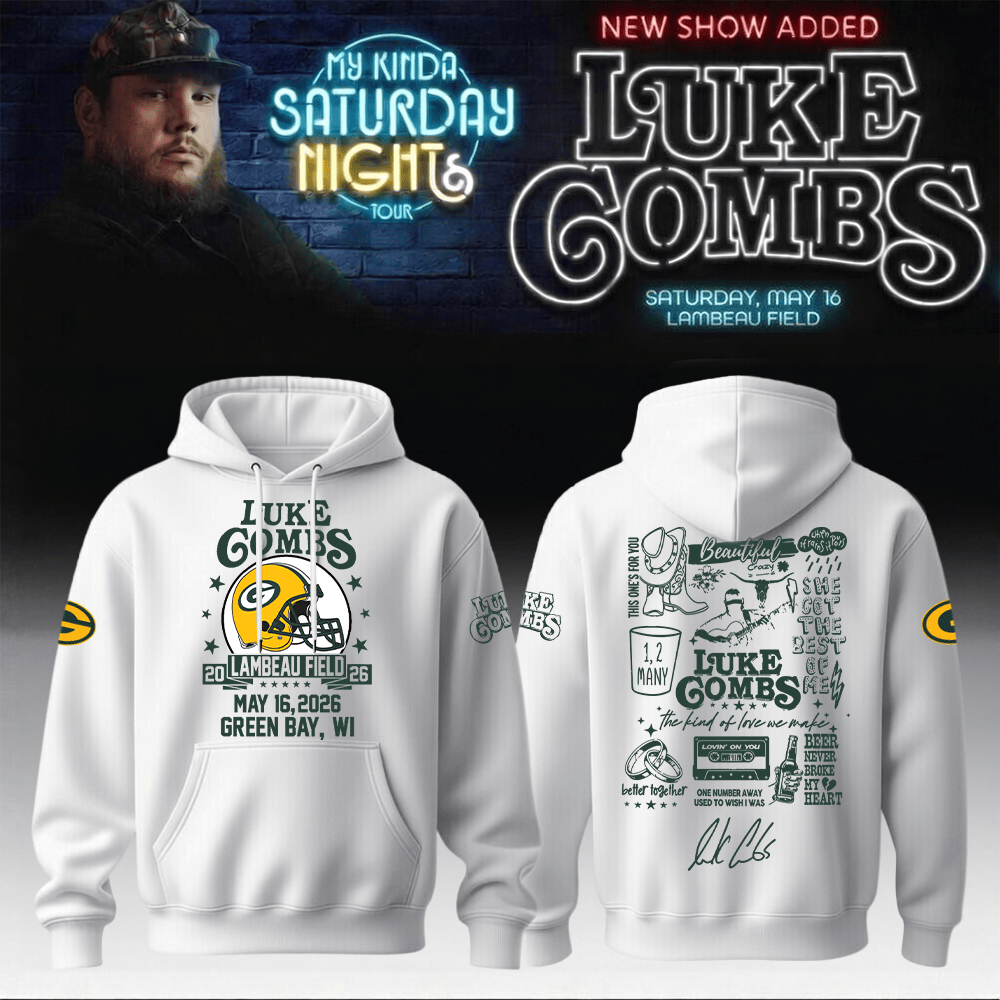 Luke Combs Merch 2026 x Packers Hoodie My Kinda Saturday Night Tour Authentic Artist Apparel