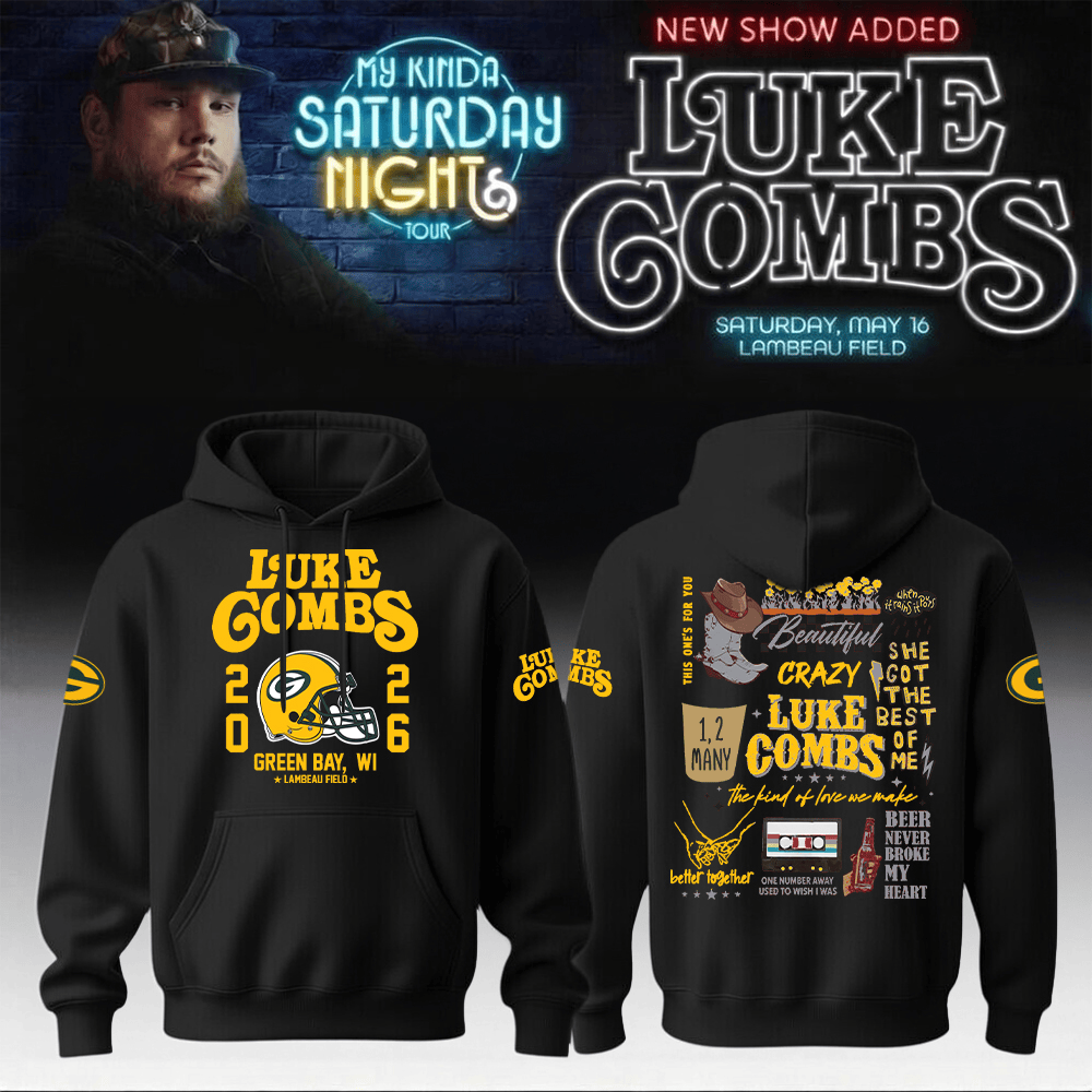Luke Combs Merch 2026 x Packers Hoodie My Kinda Saturday Night Tour Beautiful Crazy Fan Gift