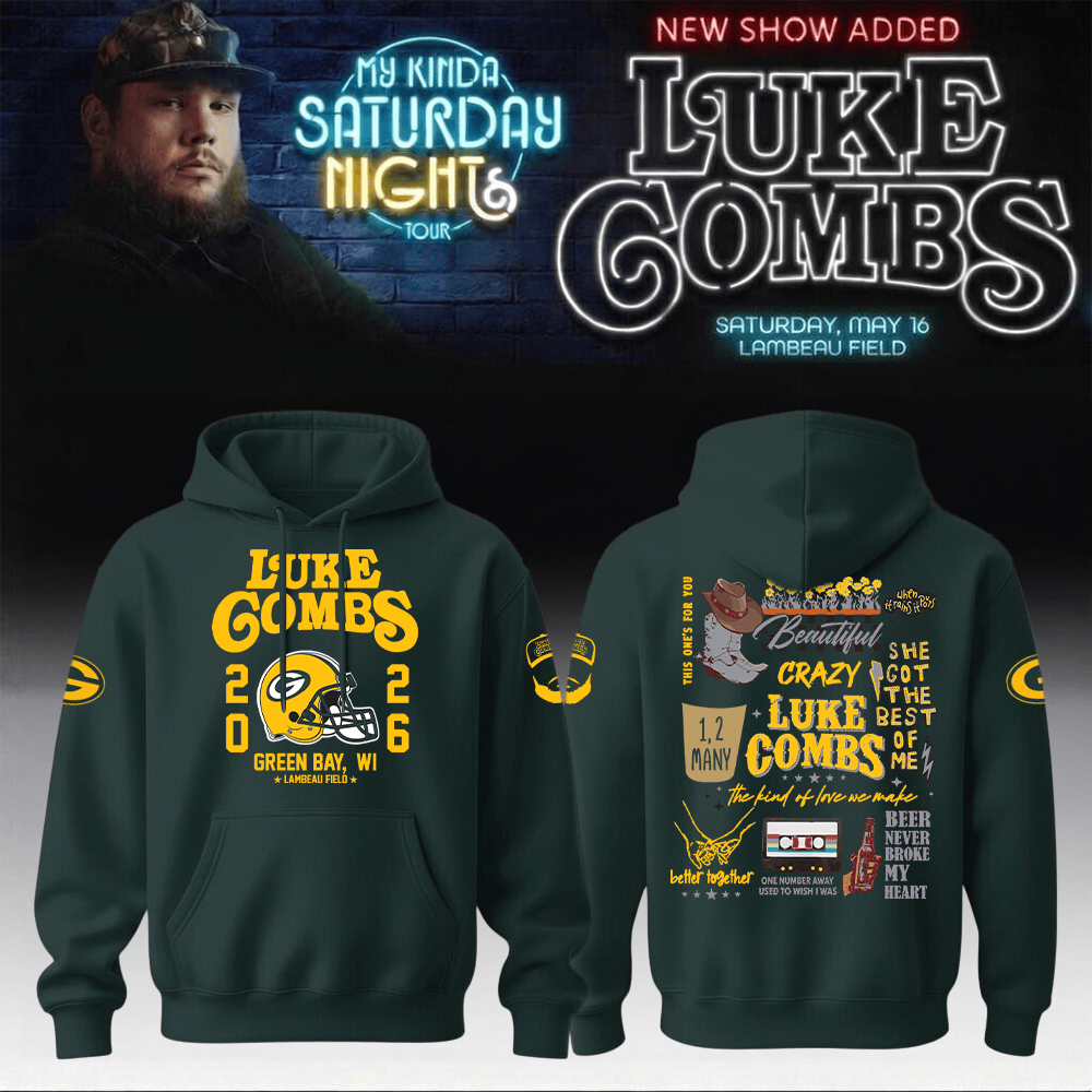 Luke Combs Merch 2026 x Packers Hoodie My Kinda Saturday Night Tour Clothes