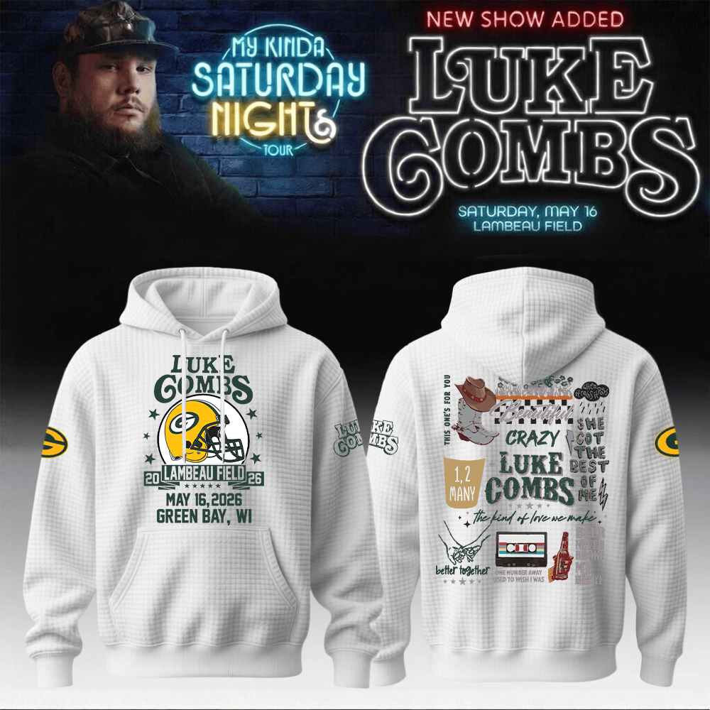 Luke Combs Merch 2026 x Packers Hoodie My Kinda Saturday Night Tour Clothes For Sales
