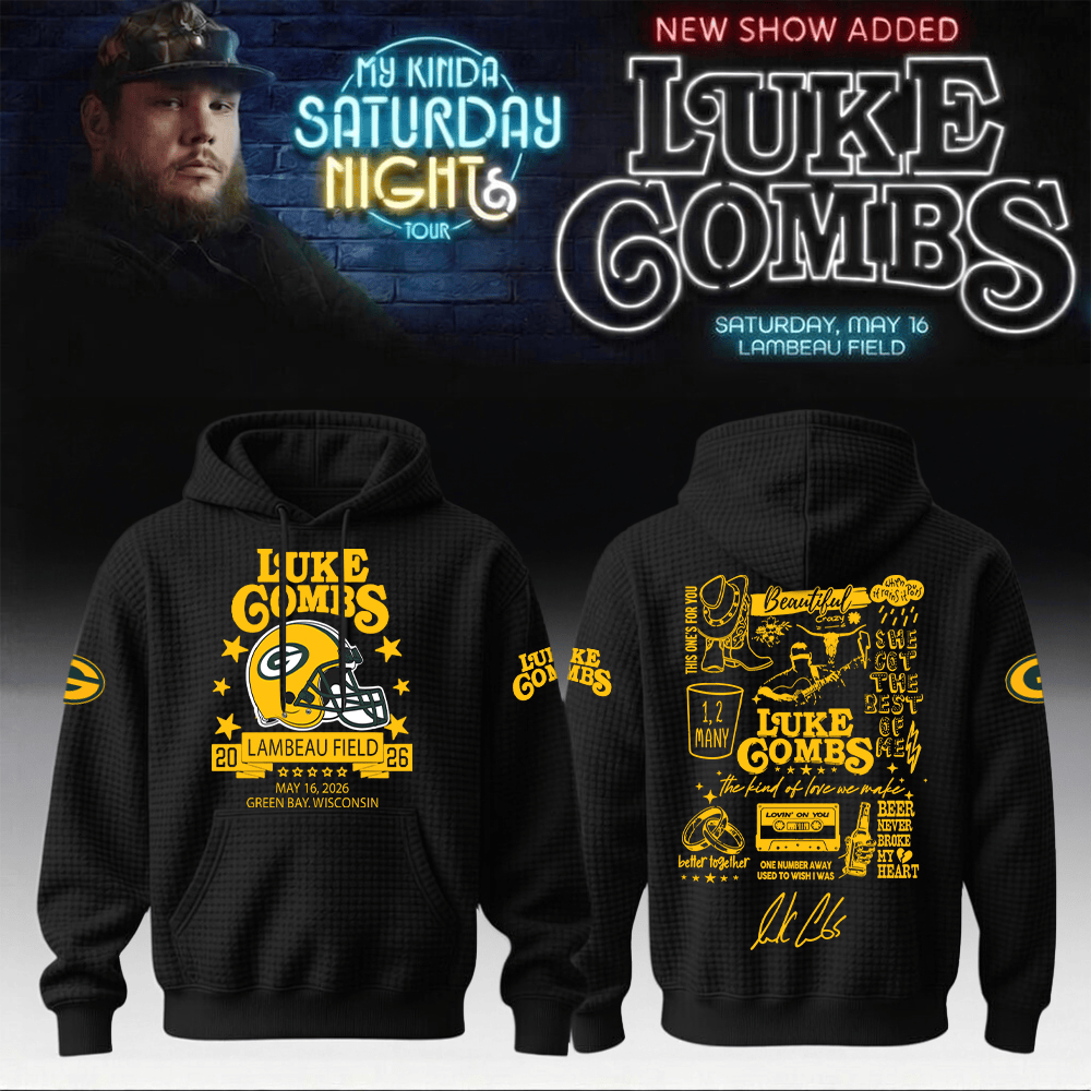 Luke Combs Merch 2026 x Packers Hoodie My Kinda Saturday Night Tour Hooded Sweatshirt