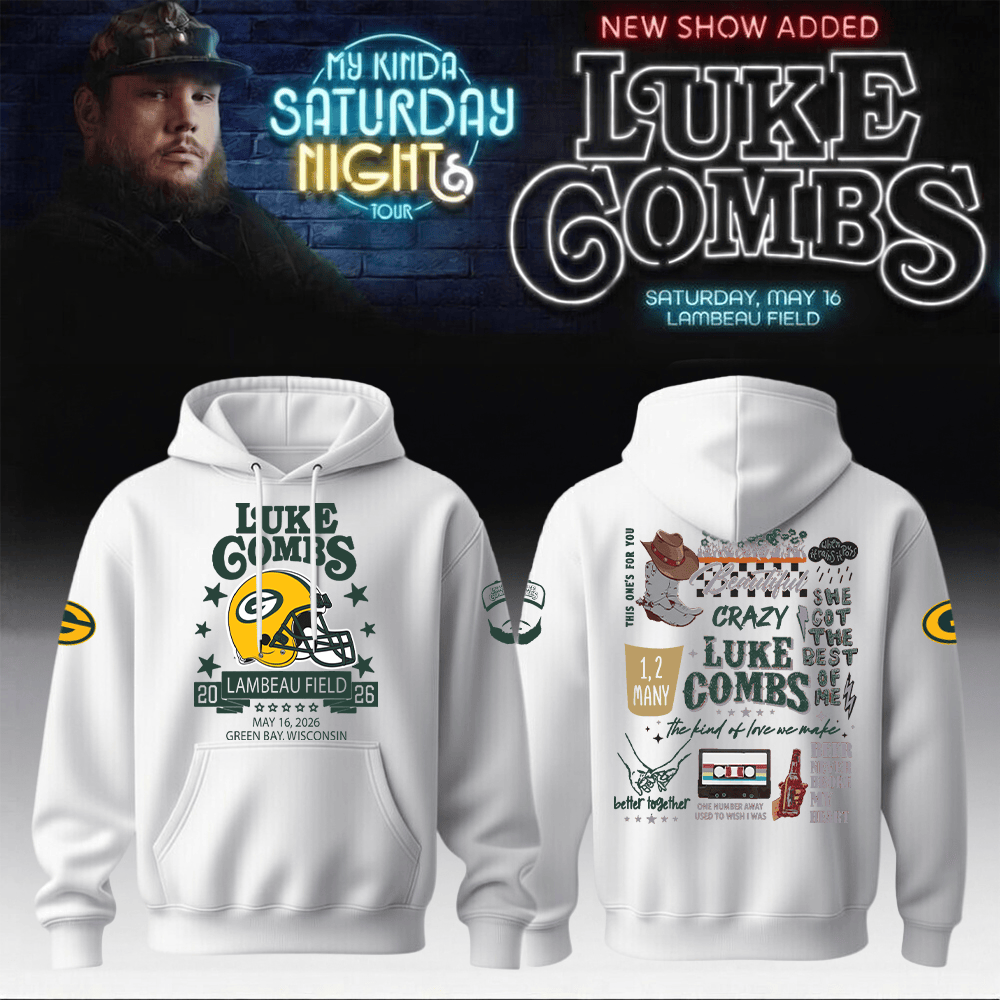 Luke Combs Merch 2026 x Packers Hoodie My Kinda Saturday Night Tour Luke Combs Event Souvenir