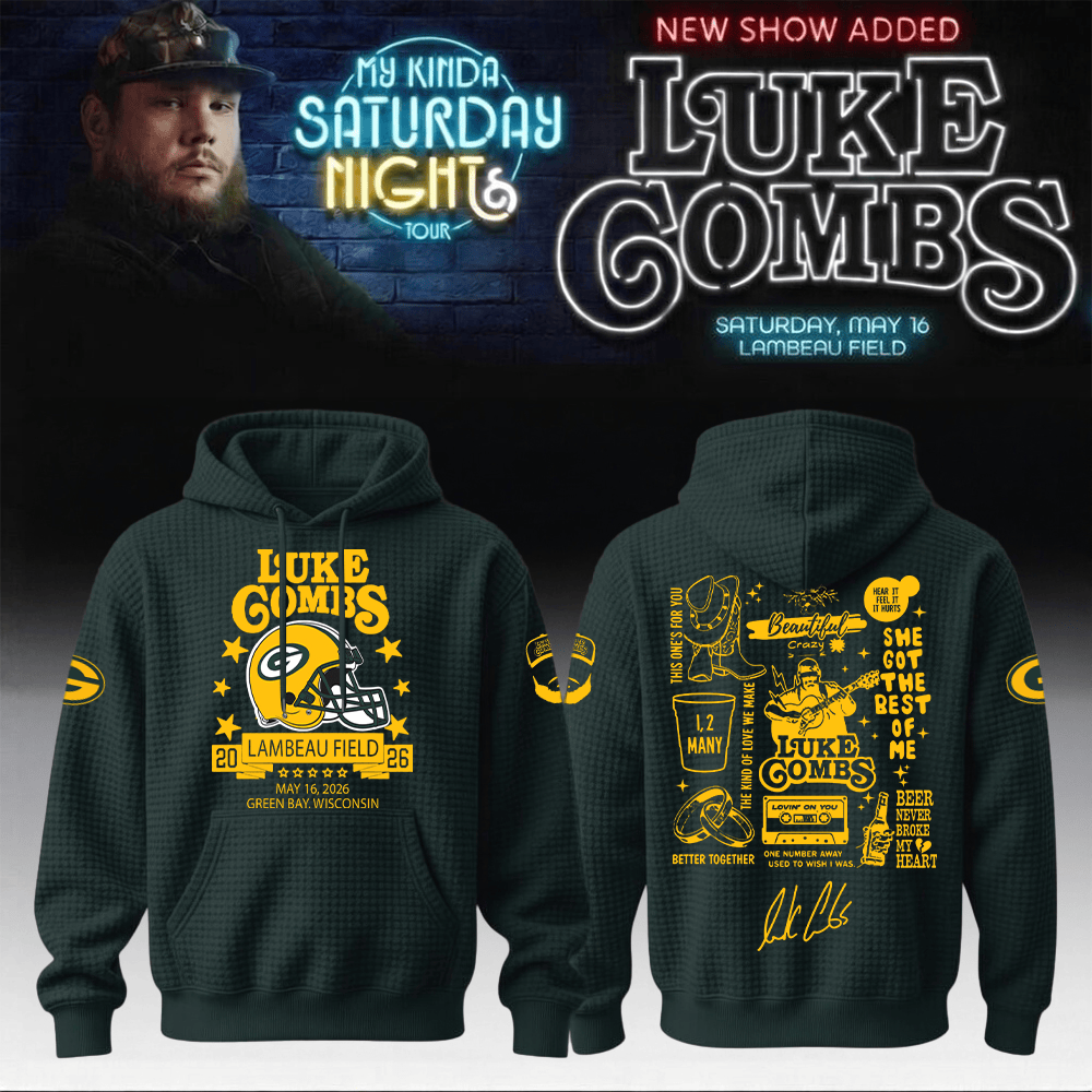 Luke Combs Merch 2026 x Packers Hoodie My Kinda Saturday Night Tour Luke Combs Fan Gift