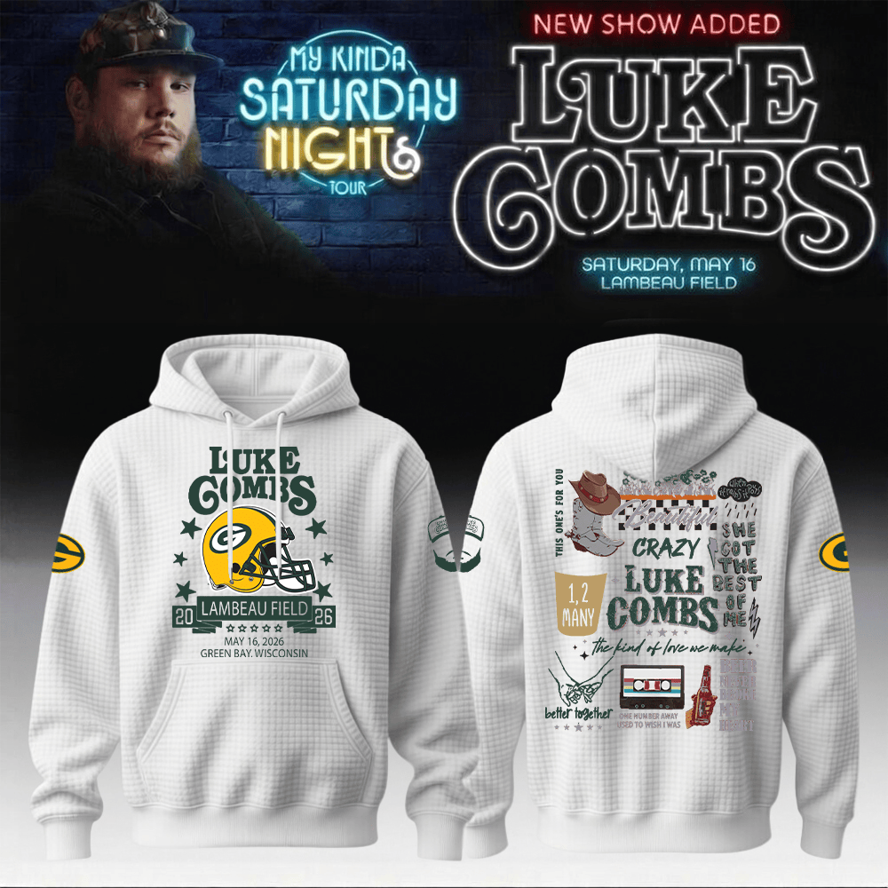 Luke Combs Merch 2026 x Packers Hoodie My Kinda Saturday Night Tour Luke Combs Legend Gears