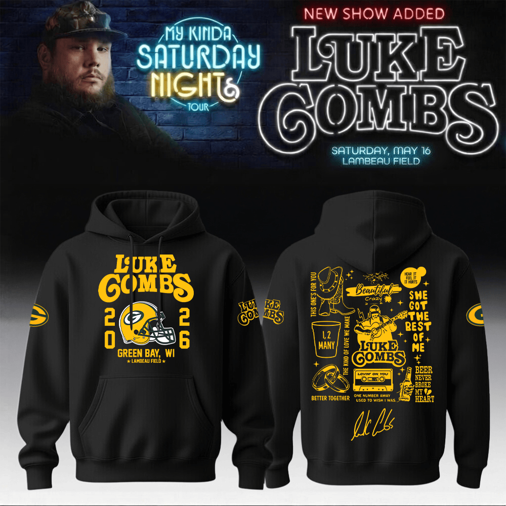 Luke Combs Merch 2026 x Packers Hoodie My Kinda Saturday Night Tour Luke Combs Tour Outfit